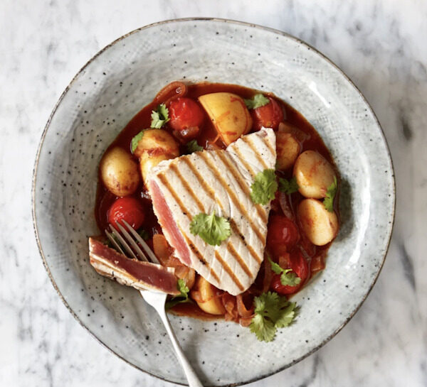 Chargrilled Tuna And Hariisa Poatato Stew